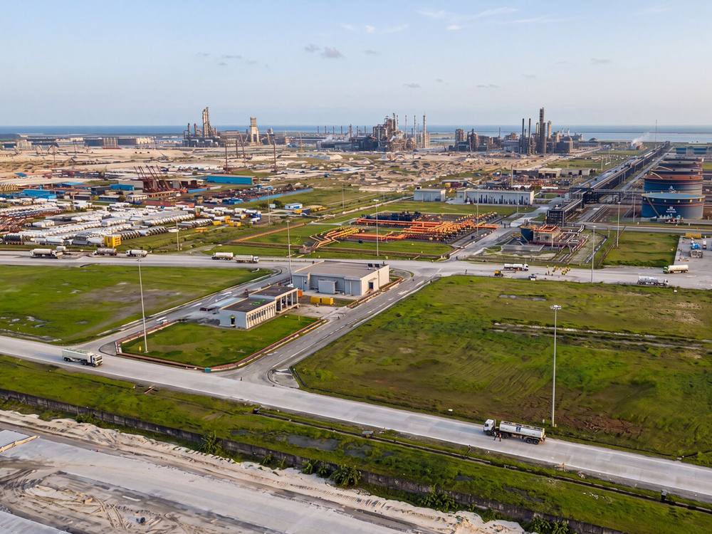 The Dangote oil refinery at Lekki, Lagos, seen from the air