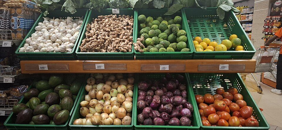 Tomatoes, onions, avocados, garlic, ginger and lemons