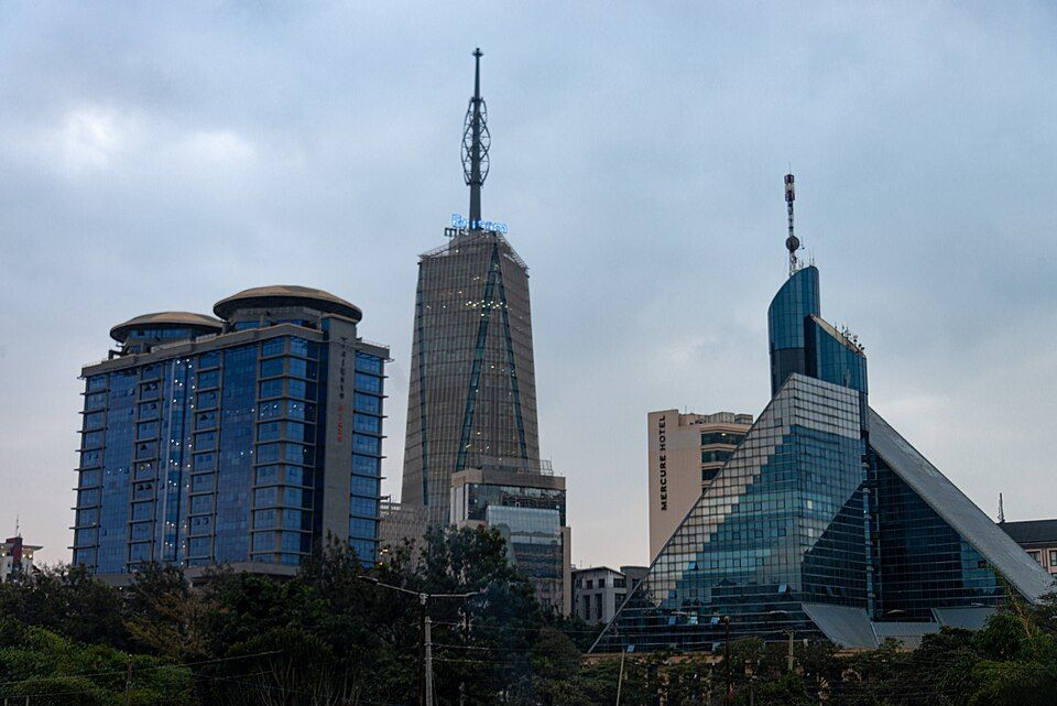 Britam Tower and nearby buildings in Upper Hill, Nairobi