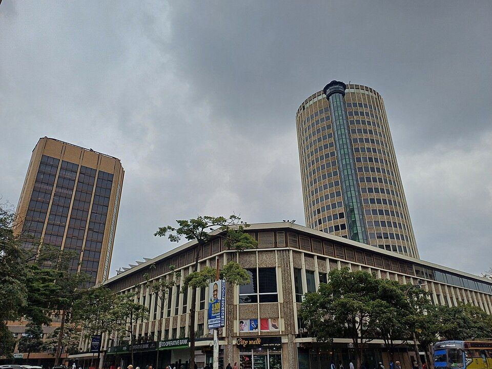 Corner House and the Hilton, seen from City Hall Way in central Nairobi